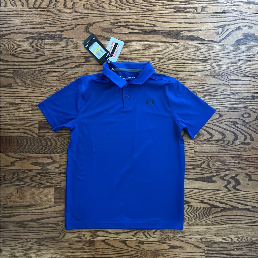 Boys Under Armour Golf performance shirt w/UV protection. Sz YMD (10-12) New.
